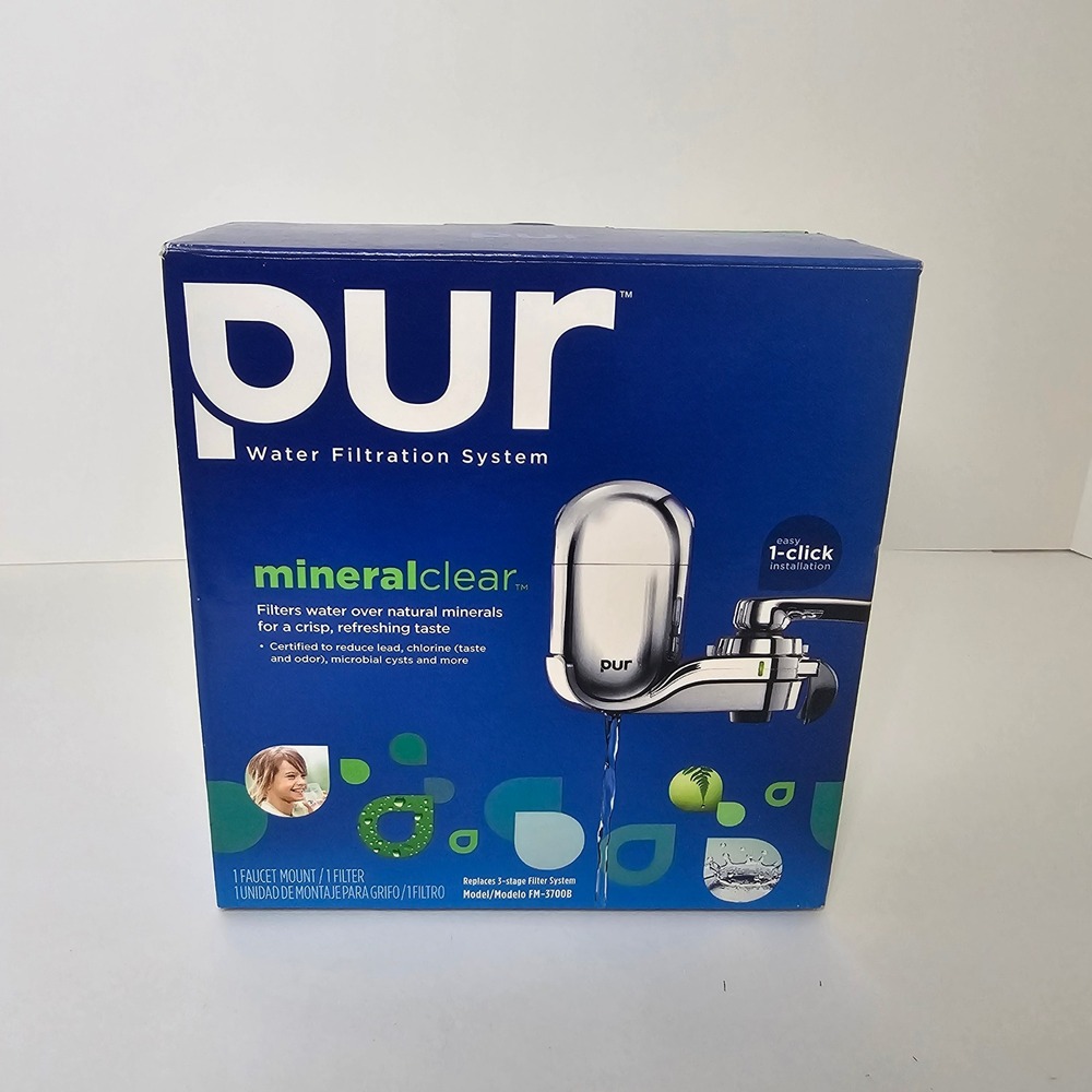 PUR MineralClear Faucet Mount Water Filtration System Chrome FM-3700B New